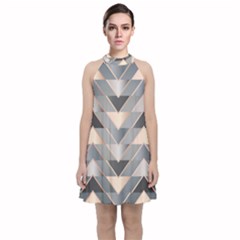 Modern Triangles Velvet Halter Neckline Dress  by LoolyElzayat