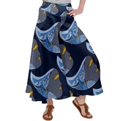 Queen Fish Doodle Art Satin Palazzo Pants by tmsartbazaar