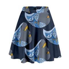 Queen Fish Doodle Art High Waist Skirt by tmsartbazaar