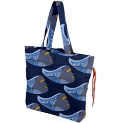 Queen Fish Doodle Art Drawstring Tote Bag by tmsartbazaar