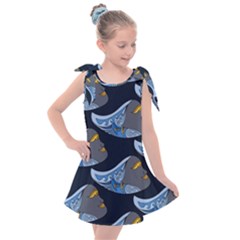 Queen Fish Doodle Art Kids  Tie Up Tunic Dress by tmsartbazaar