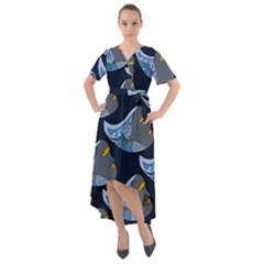 Queen Fish Doodle Art Front Wrap High Low Dress by tmsartbazaar