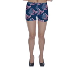 Doodle Queen Fish Pattern Skinny Shorts by tmsartbazaar