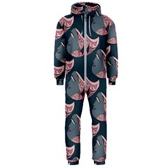 Doodle Queen Fish Pattern Hooded Jumpsuit (men)  by tmsartbazaar