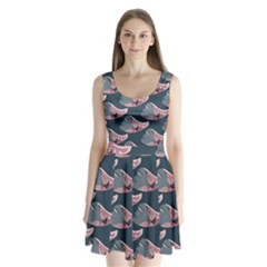 Doodle Queen Fish Pattern Split Back Mini Dress  by tmsartbazaar