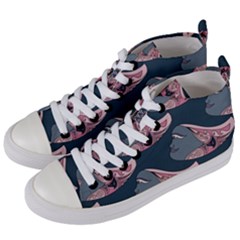 Doodle Queen Fish Pattern Women s Mid-top Canvas Sneakers by tmsartbazaar