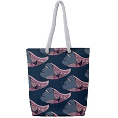 Doodle Queen Fish Pattern Full Print Rope Handle Tote (small) by tmsartbazaar