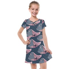 Doodle Queen Fish Pattern Kids  Cross Web Dress by tmsartbazaar