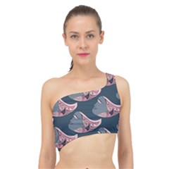 Doodle Queen Fish Pattern Spliced Up Bikini Top  by tmsartbazaar