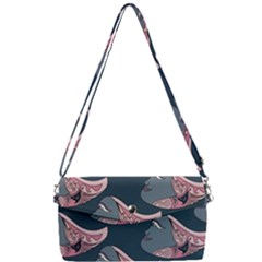 Doodle Queen Fish Pattern Removable Strap Clutch Bag by tmsartbazaar