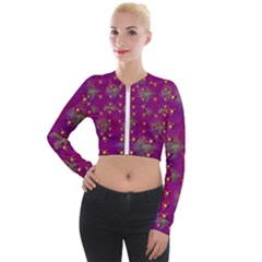 Beautiul Flowers On Wonderful Flowers Long Sleeve Cropped Velvet Jacket by pepitasart