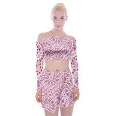 Modern Ornate Pattern Design Off Shoulder Top With Mini Skirt Set by dflcprintsclothing