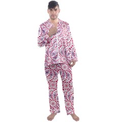 Modern Ornate Pattern Design Men s Long Sleeve Satin Pyjamas Set