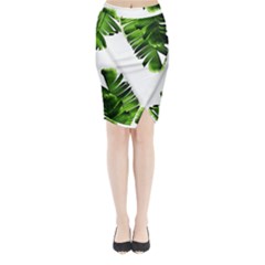 Green Banana Leaves Midi Wrap Pencil Skirt by goljakoff