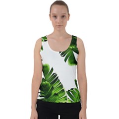 Green Banana Leaves Velvet Tank Top by goljakoff