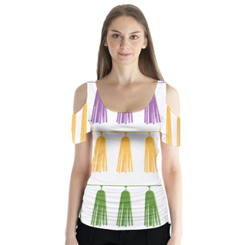 Tassels Tassel Bunting Banner Butterfly Sleeve Cutout Tee  by HermanTelo