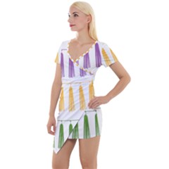 Tassels Tassel Bunting Banner Short Sleeve Asymmetric Mini Dress by HermanTelo