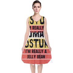 Jelly Bean V-neck Midi Sleeveless Dress  by unicornwithstyle