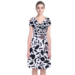 Zappwaits - Words Short Sleeve Front Wrap Dress by zappwaits