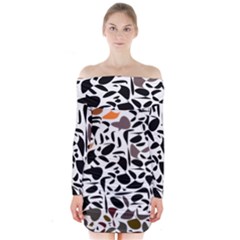 Zappwaits - Words Long Sleeve Off Shoulder Dress by zappwaits