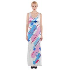 Abstract Geometric Pattern  Thigh Split Maxi Dress by brightlightarts