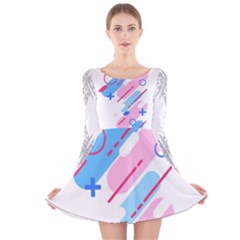 Abstract Geometric Pattern  Long Sleeve Velvet Skater Dress