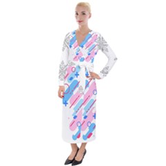 Abstract Geometric Pattern  Velvet Maxi Wrap Dress by brightlightarts