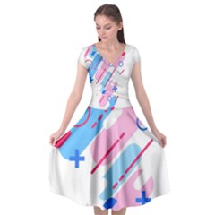 Abstract Geometric Pattern  Cap Sleeve Wrap Front Dress by brightlightarts