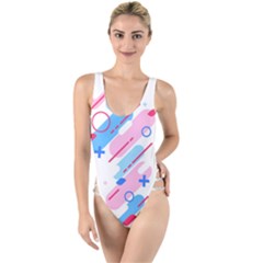 Abstract Geometric Pattern  High Leg Strappy Swimsuit by brightlightarts