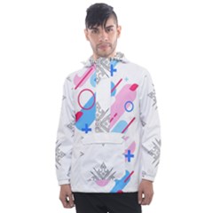 Abstract Geometric Pattern  Men s Front Pocket Pullover Windbreaker