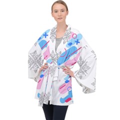 Abstract Geometric Pattern  Long Sleeve Velvet Kimono  by brightlightarts