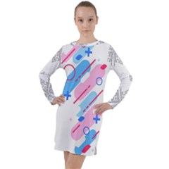 Abstract Geometric Pattern  Long Sleeve Hoodie Dress