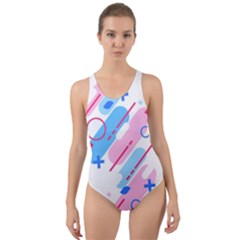 Abstract Geometric Pattern  Cut-out Back One Piece Swimsuit by brightlightarts