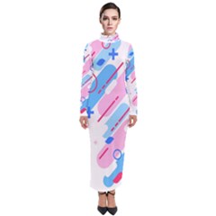 Abstract Geometric Pattern  Turtleneck Maxi Dress by brightlightarts