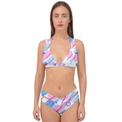 Abstract Geometric Pattern  Double Strap Halter Bikini Set by brightlightarts