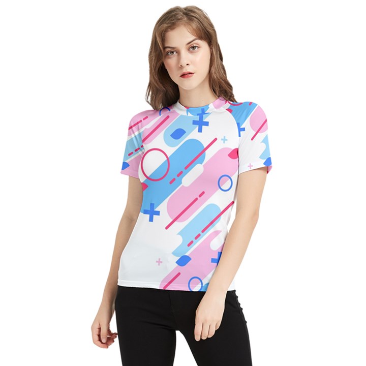 Abstract Geometric Pattern  Women s Short Sleeve Rash Guard