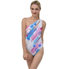 Abstract Geometric Pattern  To One Side Swimsuit by brightlightarts