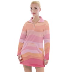 Pink Color Tints Pattern Women s Long Sleeve Casual Dress by brightlightarts