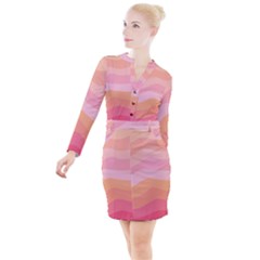 Pink Color Tints Pattern Button Long Sleeve Dress by brightlightarts