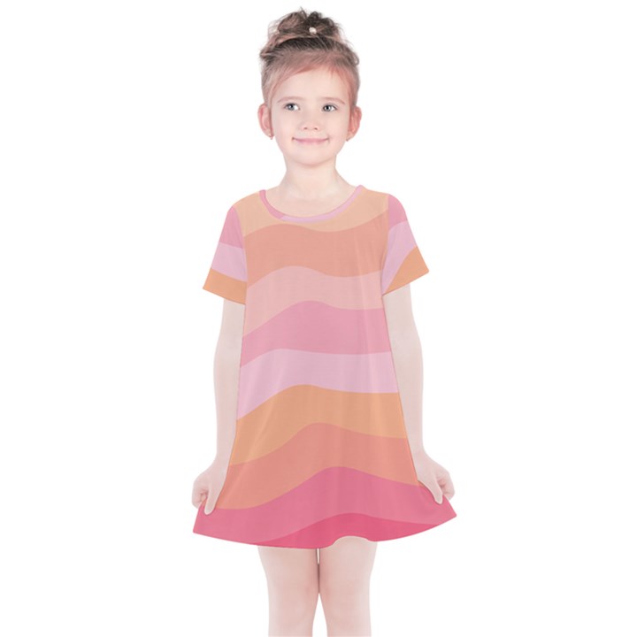 Pink Color Tints Pattern Kids  Simple Cotton Dress