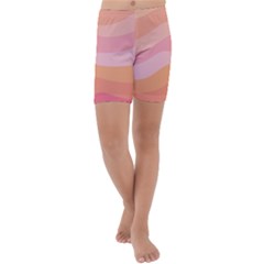 Pink Color Tints Pattern Kids  Lightweight Velour Capri Yoga Leggings by brightlightarts