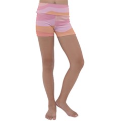 Pink Color Tints Pattern Kids  Lightweight Velour Yoga Shorts by brightlightarts