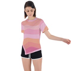 Pink Color Tints Pattern Asymmetrical Short Sleeve Sports Tee