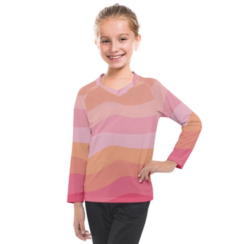 Pink Color Tints Pattern Kids  Long Mesh Tee by brightlightarts