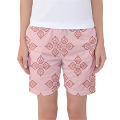 Pattern Floral Design Peach Women s Basketball Shorts by brightlightarts