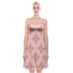 Pattern Floral Design Peach Spaghetti Strap Velvet Dress by brightlightarts