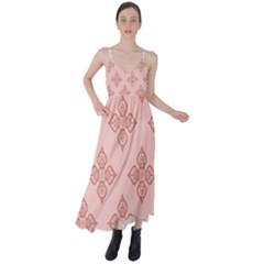 Pattern Floral Design Peach Tie Back Maxi Dress by brightlightarts