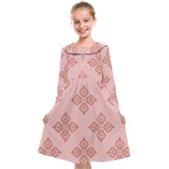 Pattern Floral Design Peach Kids  Midi Sailor Dress