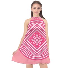 Mandala Pattern Dresses Design Halter Neckline Chiffon Dress  by brightlightarts