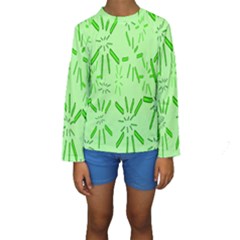 Electric Lime Kids  Long Sleeve Swimwear by Janetaudreywilson